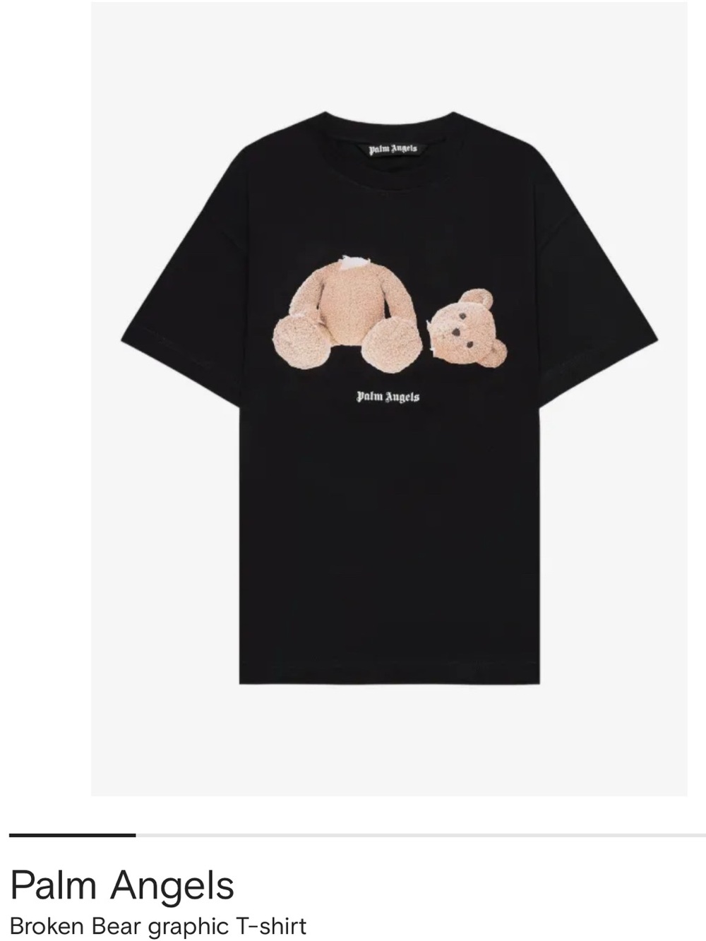 Palm Angels Black T‑Shirt with Beige Broken Bear Graphic